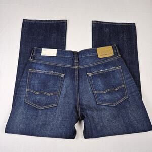 American Eagle Jeans Mens 33x30 Dark Wash Blue Classic Bootcut Whiskering Faded